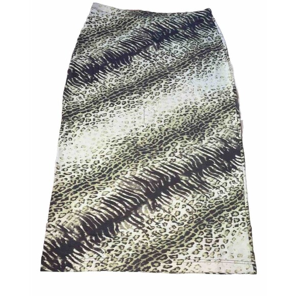 Leopard Pencil Skirt Green Knee Length Stretch Sexy‎ Mobwife Tight Jungle Large - Picture 2 of 4